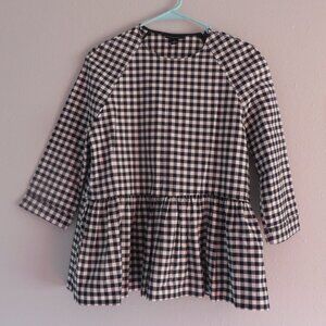 Victoria Beckham for Target Womens Blouse Size S White/Black Checkered/Gingham